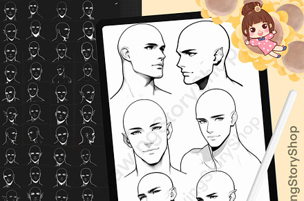 255 Base Procreate male head stamps
