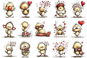 Whimsical Valentine Chick Clipart, an Illustration by OK Design (Thumbnail 3 of 6)