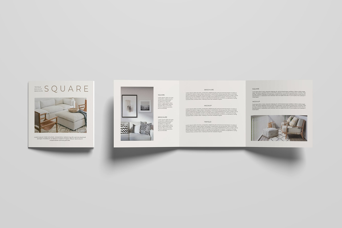 Square Trifold Brochure Mockup, an Advertising Mockup by Lxadesign (Photo 4 of 13)