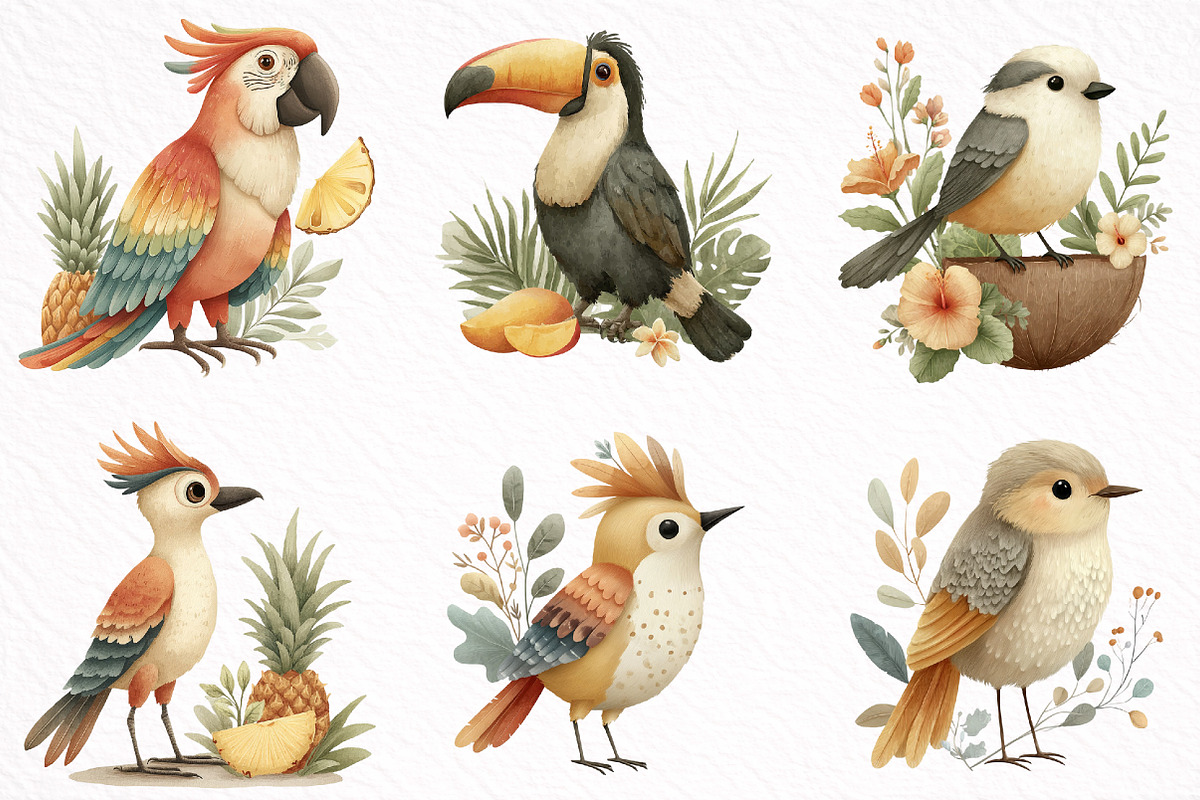 Whimsical Summer Tropical Bird Clipa, an Illustration by DreamArtGraphic (Photo 6 of 8)