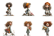 Autumn Girl Clipart, a Seasonal Illustration by CreationArt (Thumbnail 2 of 7)
