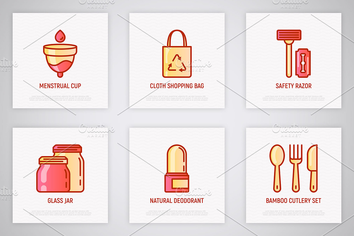 Zero Waste | 16 Thin Line Icons Set, an Outline Icon by Alex Blogoodf (Photo 4 of 9)