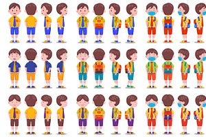 Cute Kids Boy Student Vector Pack, an Object Graphic by MEDZ