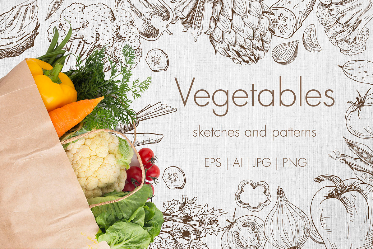 Vegetables. Sketches and patterns, an Object Graphic by Canatic (Photo 1 of 8)