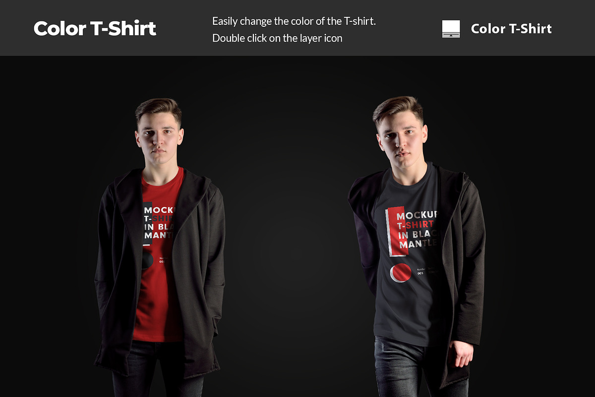 8 Mockup T-Shirt In a Black Mantle, a Shirt Mockup by Grow Design Craft Studio (Photo 2 of 6)