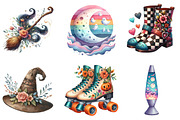 Groovy 70s Halloween Clipart, an Illustration by DreamArtGraphic (Thumbnail 4 of 5)