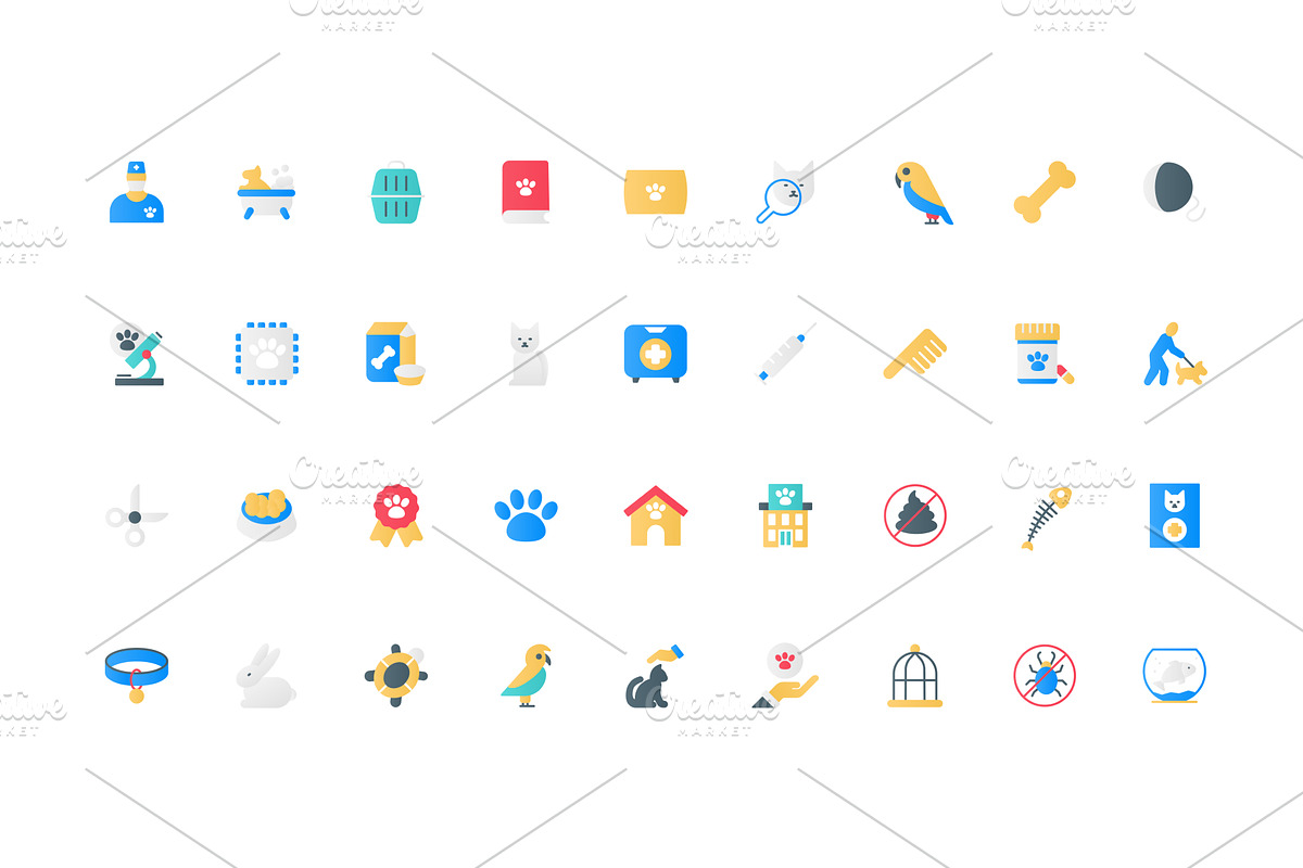 Veterinary clinic pet health icons, an Object Illustration by Lemberg Vector