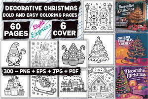 Decorative Christmas Coloring Pages, an Illustration by LightExpress