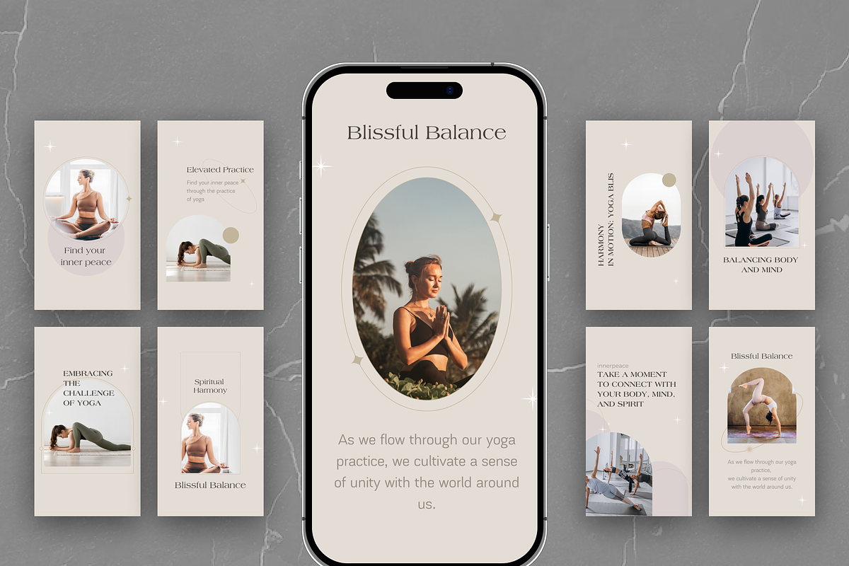 Yoga Instagram Stories Pack Canva, a Social Media Template by VeliusCreativeStudio (Photo 4 of 9)