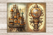 Steampunk Junk Journal Pages, a Transportation Illustration by GlamArtZhanna (Thumbnail 7 of 9)