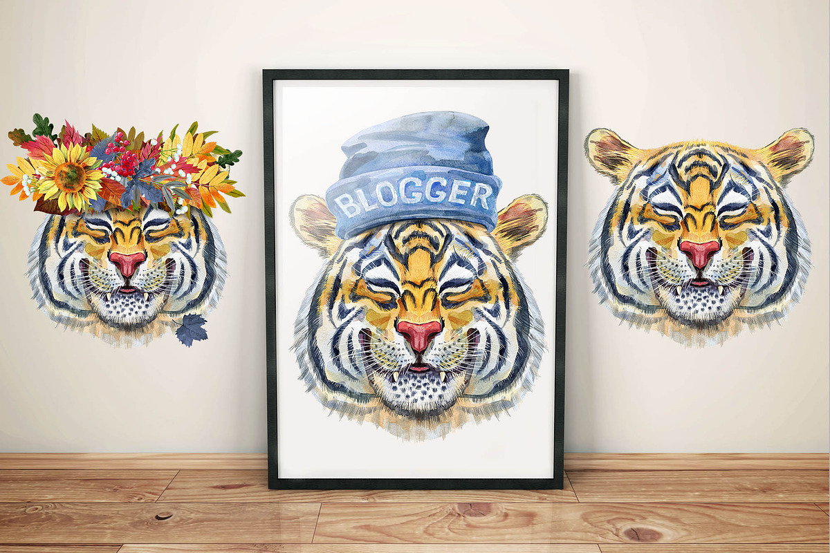 Watercolor orange tiger, an Animal Illustration by Watercolor fantasy (Photo 4 of 5)