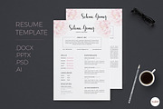 Elegant Floral Resume Template, a Resume Template by Emaholic Template (Thumbnail 1 of 5)