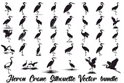 50 Heron Crane Silhouette Bundle, an Illustration by Amazin_art (Thumbnail 1 of 39)