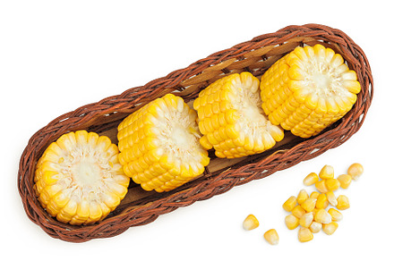 ear of corn in a wicker basket, a Food & Drink Photo by NataPhoto