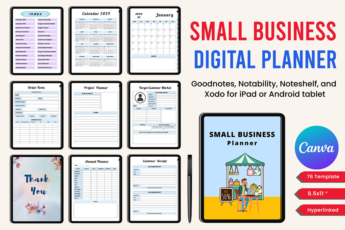 Digital small Business Planner Canva, a Design Template by Designmela01 (Photo 2 of 20)