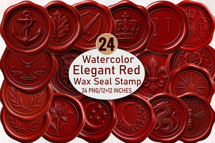 Elegant Red Wax Seal Stamp Clipart B, an Illustration by SVGArt