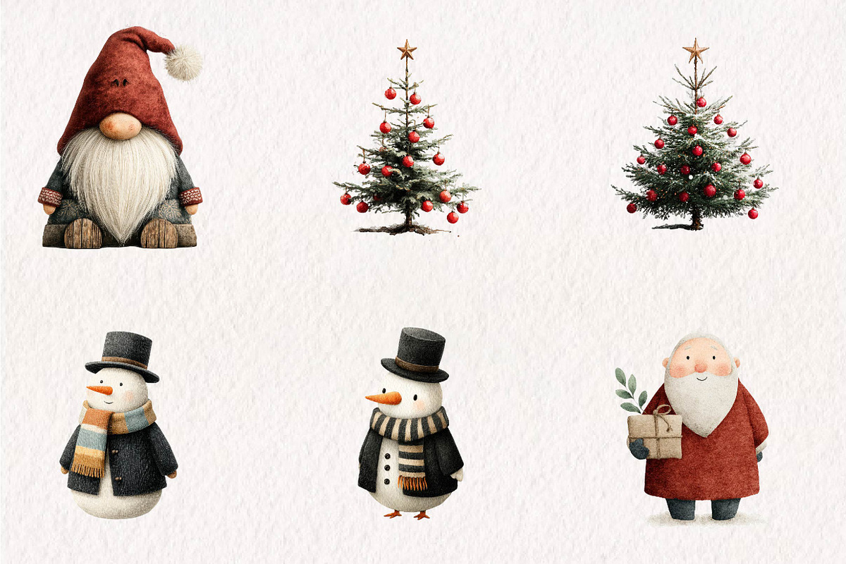 Scandi Christmas clipart Watercolor, a Seasonal Illustration by CreationArt (Photo 4 of 7)