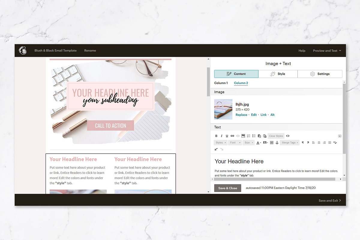 Canva & Mailchimp Template | Blush, an Email Template by Thirty One Palms Studio (Photo 6 of 7)