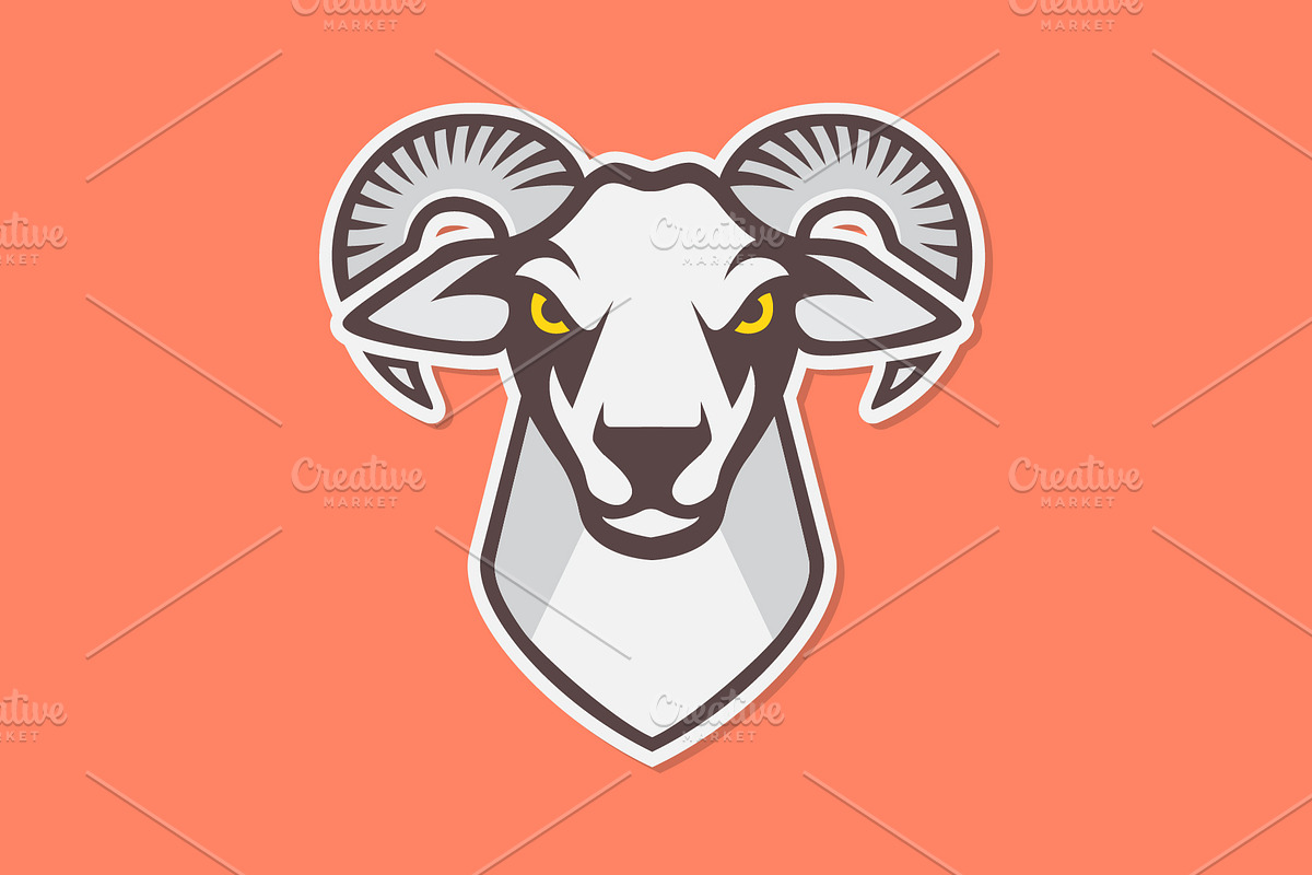 goat male rounded horn logo, a Branding & Logo Template by devastd