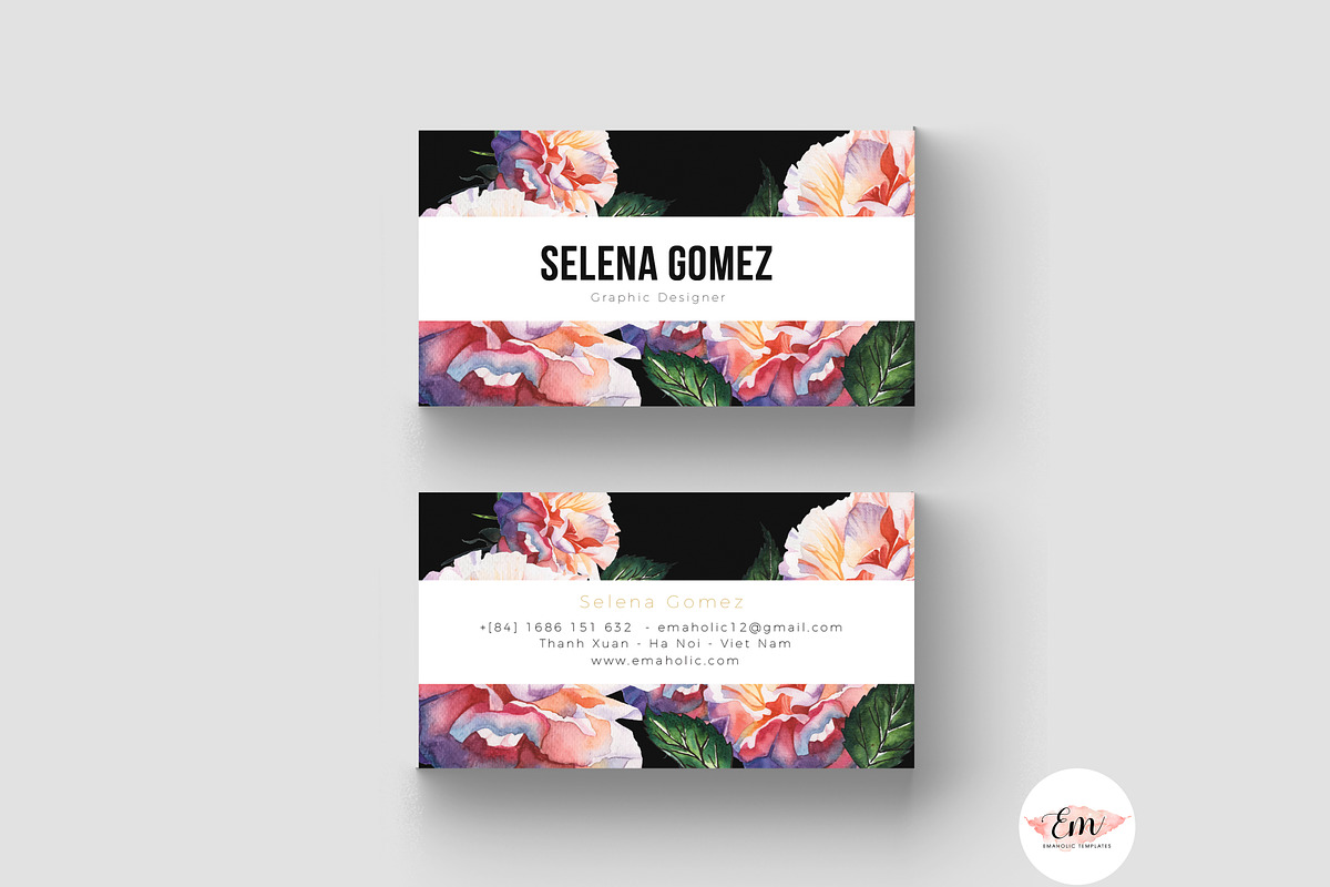 Florals Business Card Template, a Business Card Template by Emaholic Template (Photo 2 of 4)