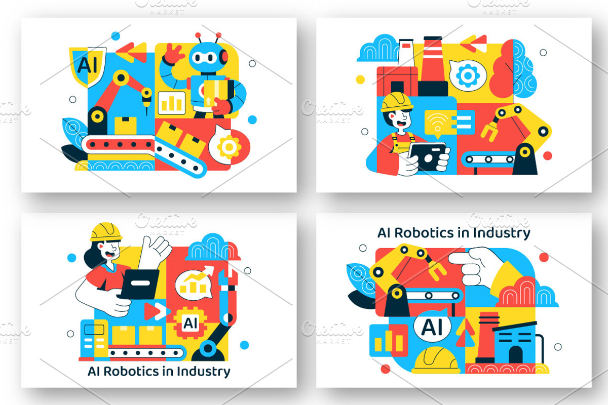 10 AI Robotics In Industry Illustrat, a Technology Illustration by denayunebgt (Photo 2 of 4)
