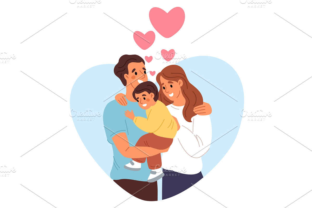 Young happy loving family. Husband, a Person Illustration by Vectorbuum