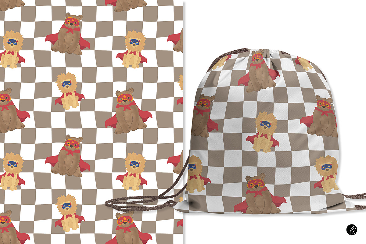 Animal Heros Seamless Patterns, an Illustration by Andrea Liesert (Photo 5 of 7)