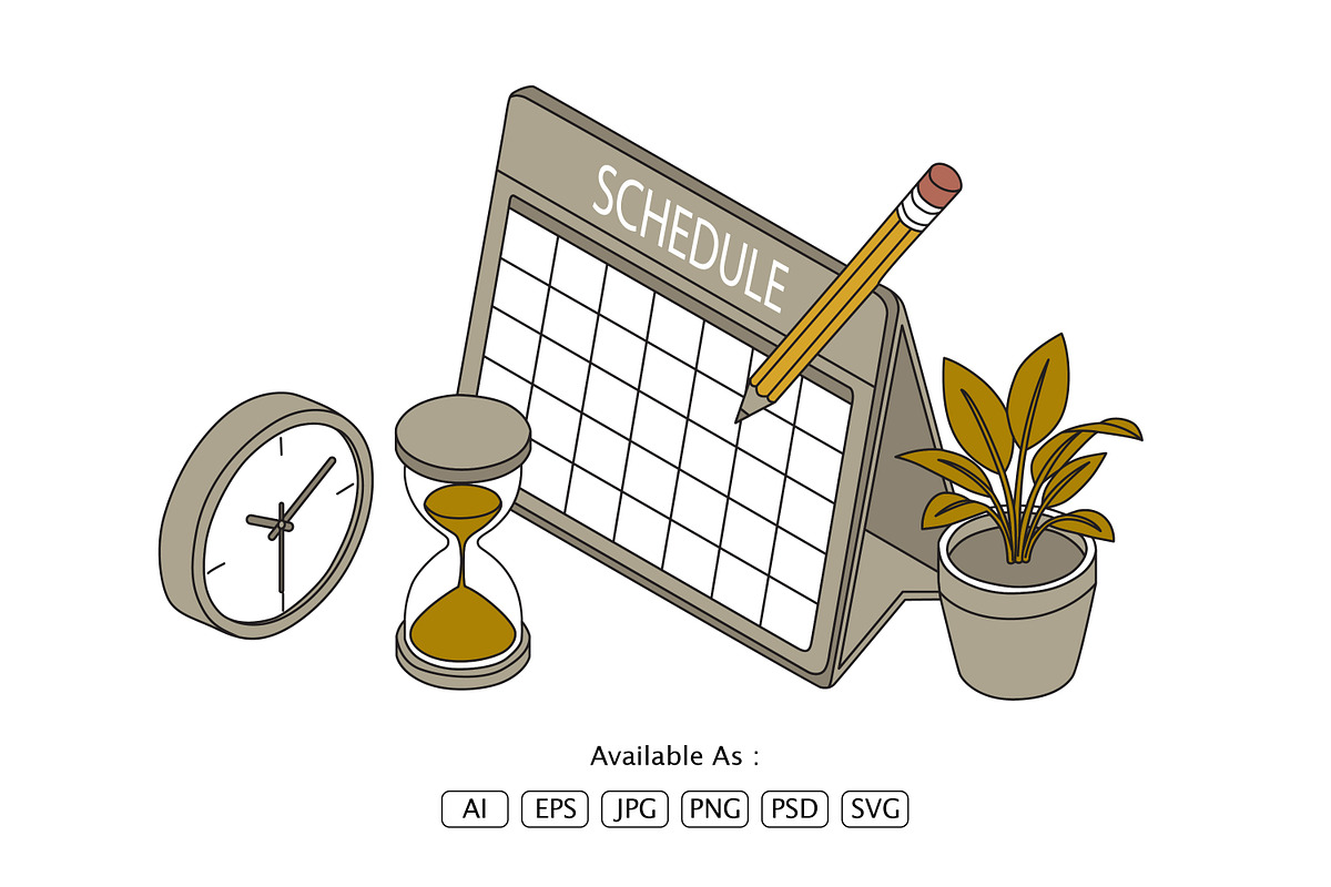 Work Schedule Management Vector, a Work Illustration by Partikusi Design (Photo 2 of 3)
