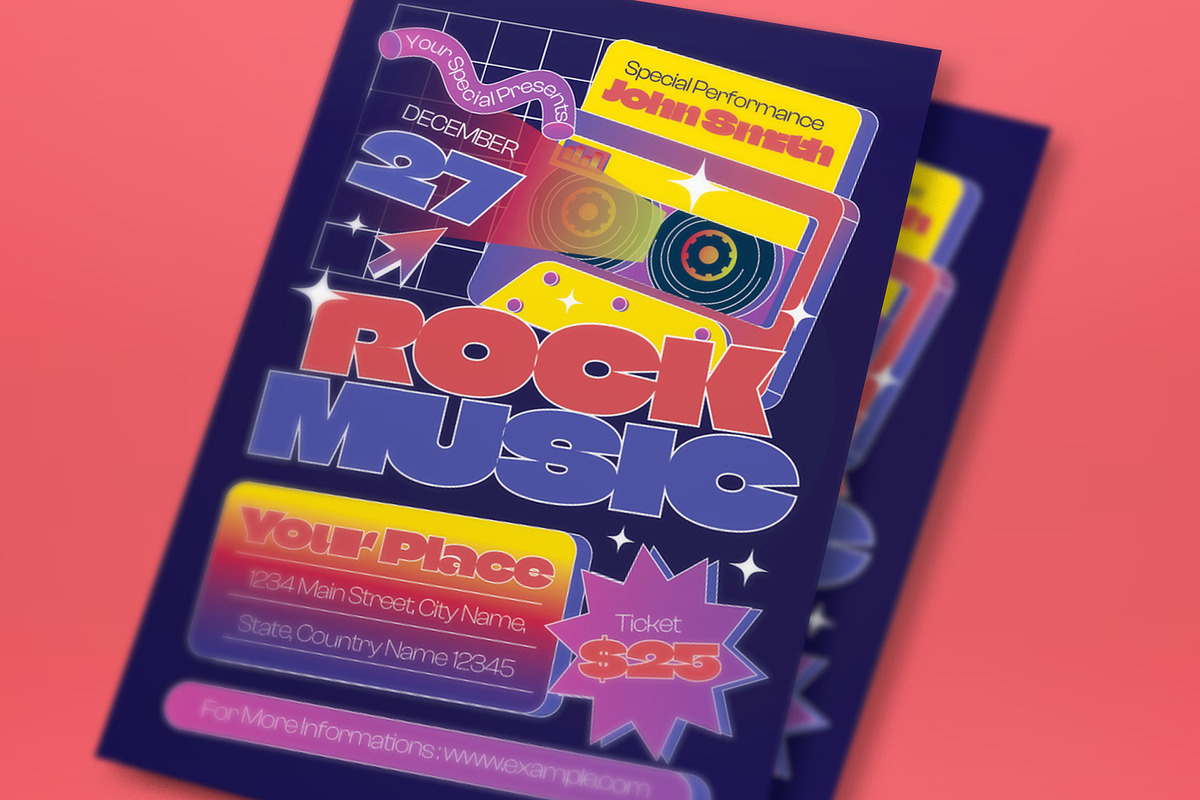 Blue Y2K Rock Music Flyer Set, a Flyer Template by graphicook (Photo 2 of 3)