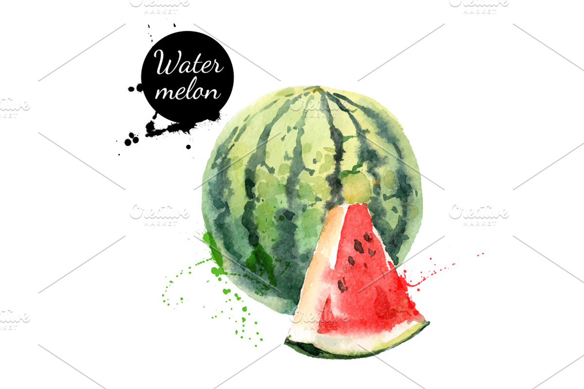 20 Watercolor Fruits Vector, a Food Illustration by Elena Pimonova (Photo 4 of 5)