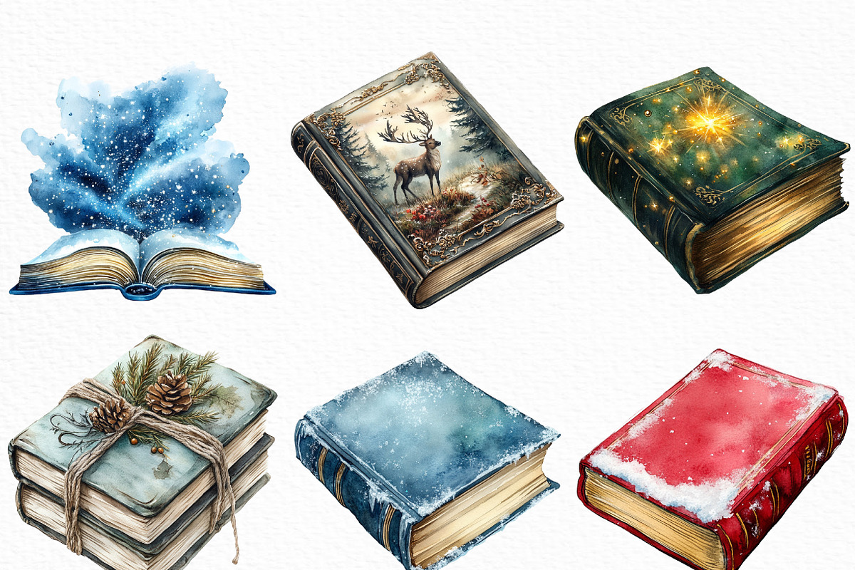 Vintage Book Christmas Sublimation, an Illustration by Craft Nest (Photo 2 of 6)