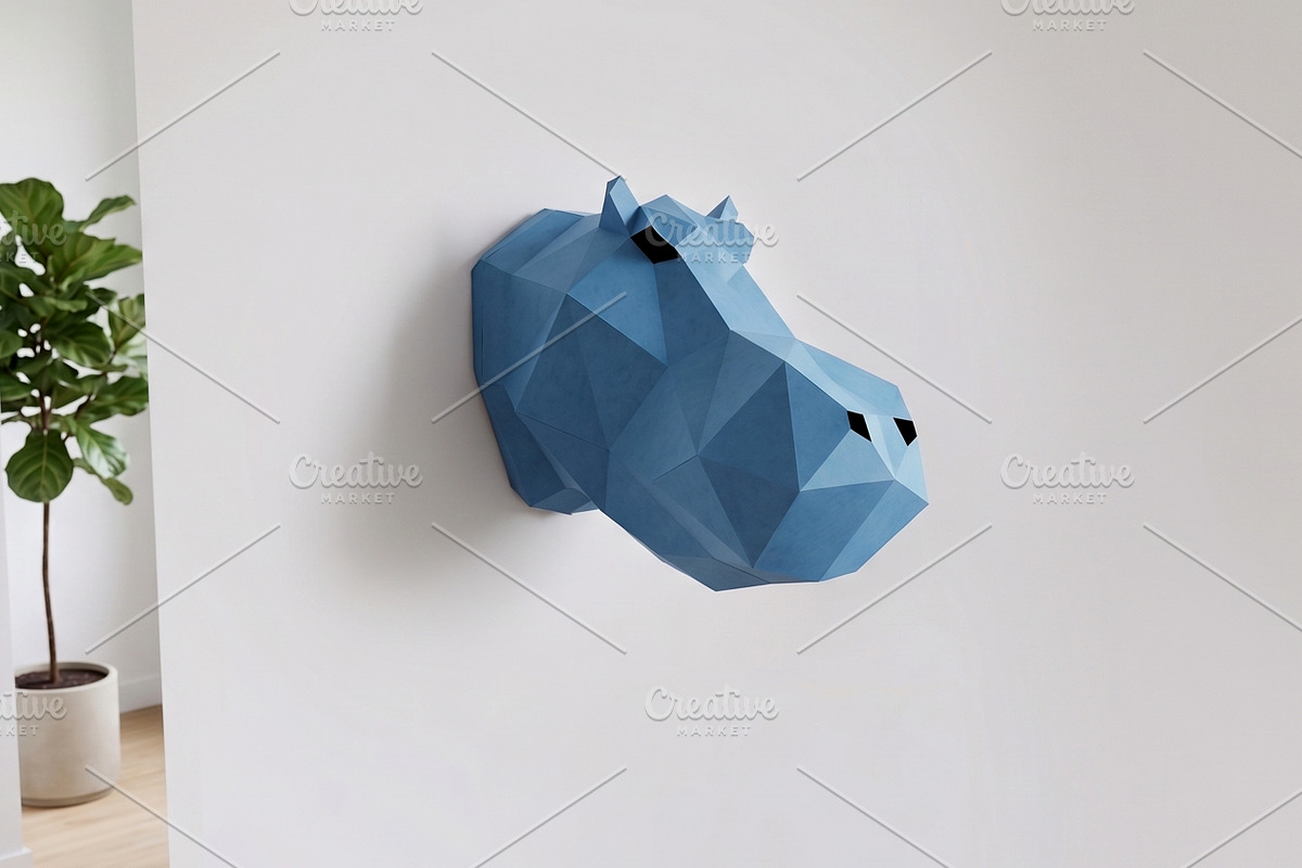 Hippo trophy - 3d papercraft, a Card Template by PAPER amaze (Photo 2 of 3)
