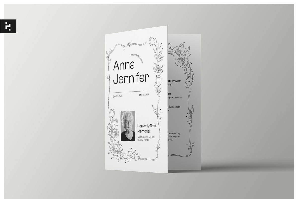 Soft Minimal Funeral Program, a Brochure Template by Neermana (Photo 1 of 4)