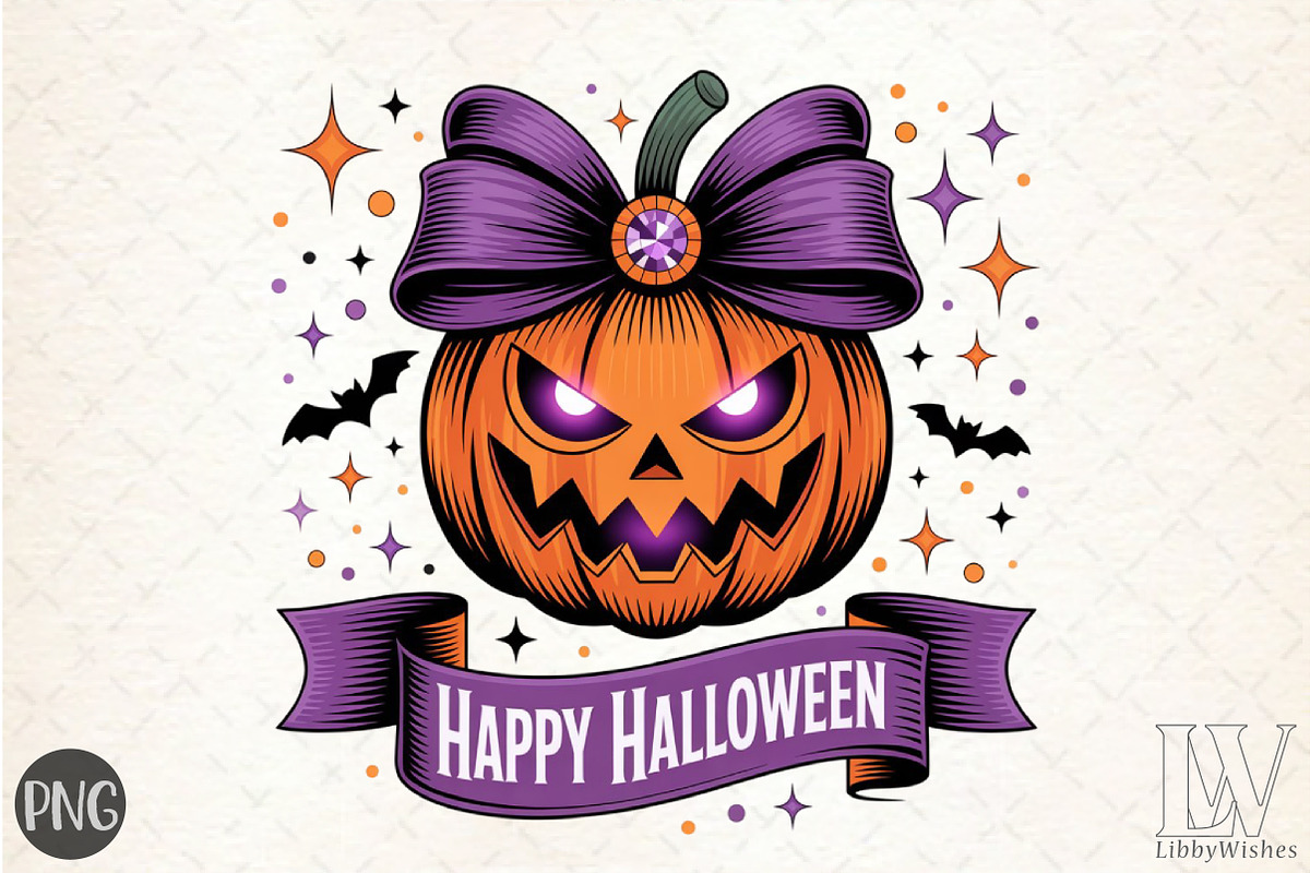 Retro Halloween Png, Pumpkin Png, an Illustration by Libby Wishes (Photo 1 of 6)