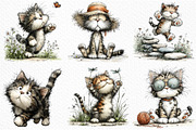 Whimsical Summer Cats Clipart PNG, an Animal Illustration by Craft Nest (Thumbnail 3 of 6)