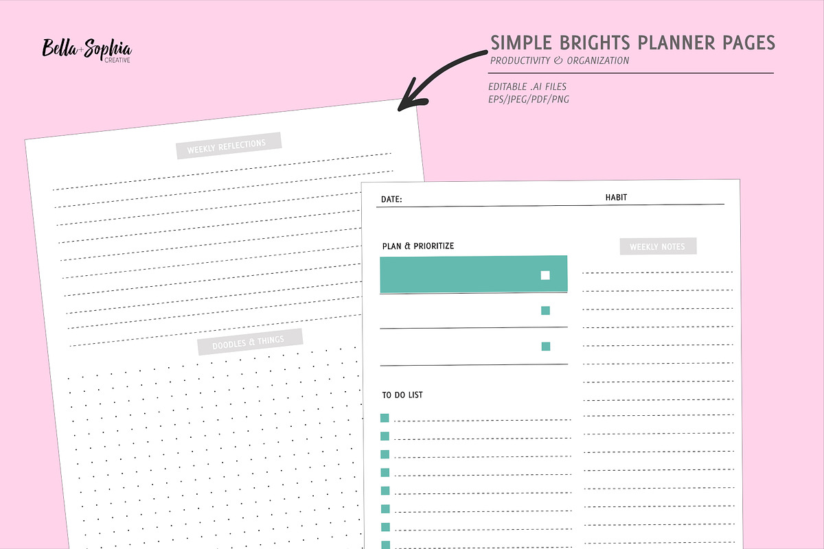 EDITABLE: Brights Planner Pages, a Stationery Template by Bella+Sophia Creative (Photo 3 of 3)