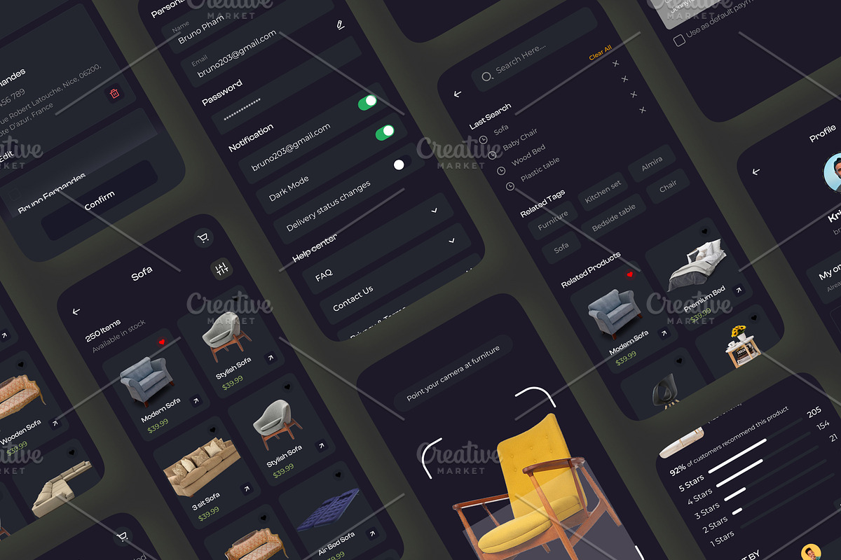 Furniture Shopping App UI Kits, an App Template by uiwarrior (Photo 4 of 6)