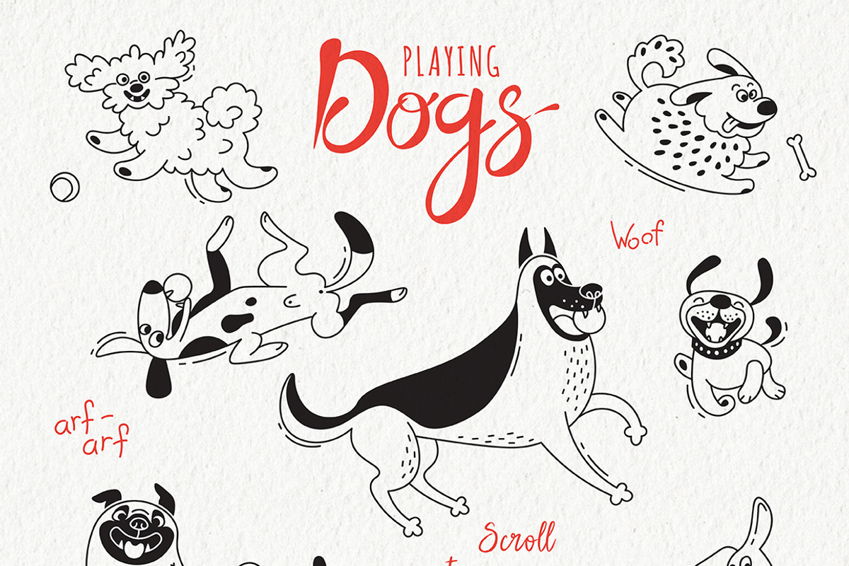 Dogs Playing, an Animal Illustration by Baksiabat (Photo 2 of 8)