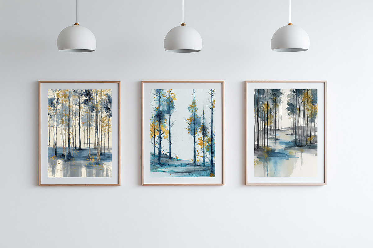 Blue Forest Landscape Art, a Decorative Illustration by Housui Patterns (Photo 7 of 12)