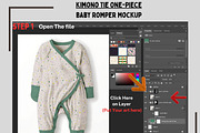 Baby Romper -Kimono one Tie Mockup, a Hoody Mockup by Nora Gad (Thumbnail 2 of 15)