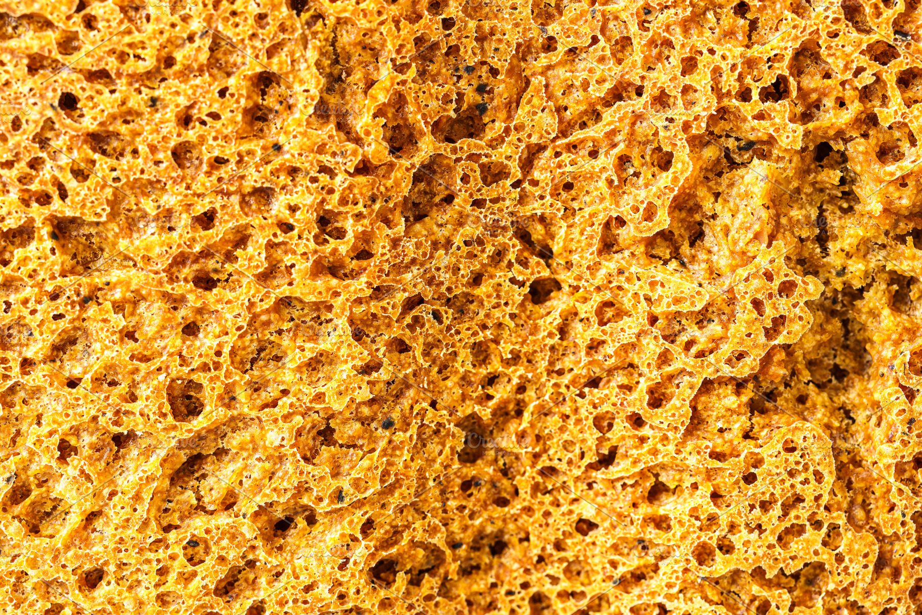 Close detailed macro view of wholesome whole grain bread texture showing the po, a Food & Drink Photo by Eugene_Photo