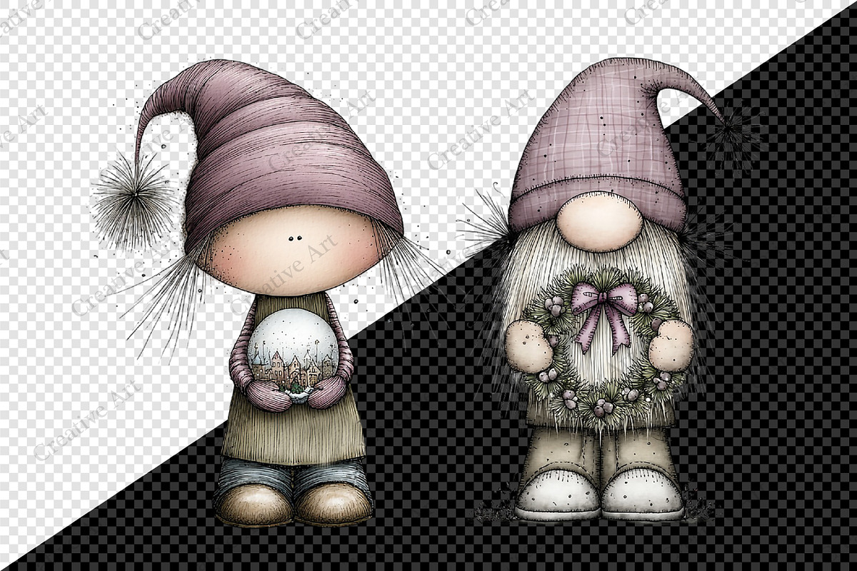 Whimsical Christmas Gnome Clipart, an Illustration by Creative Art (Photo 9 of 10)
