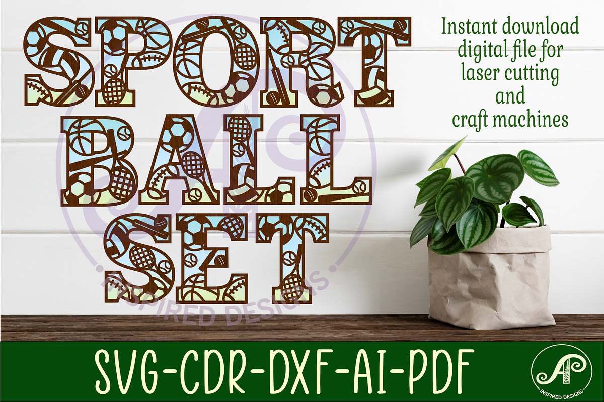 Sports ball alphabet set. 66 letters, an Object Graphic by A P Inspired Designs (Photo 1 of 6)