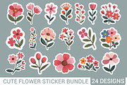 Cute Flower Sticker Design Bundle, an Illustration by Actual Pixel (Thumbnail 1 of 26)