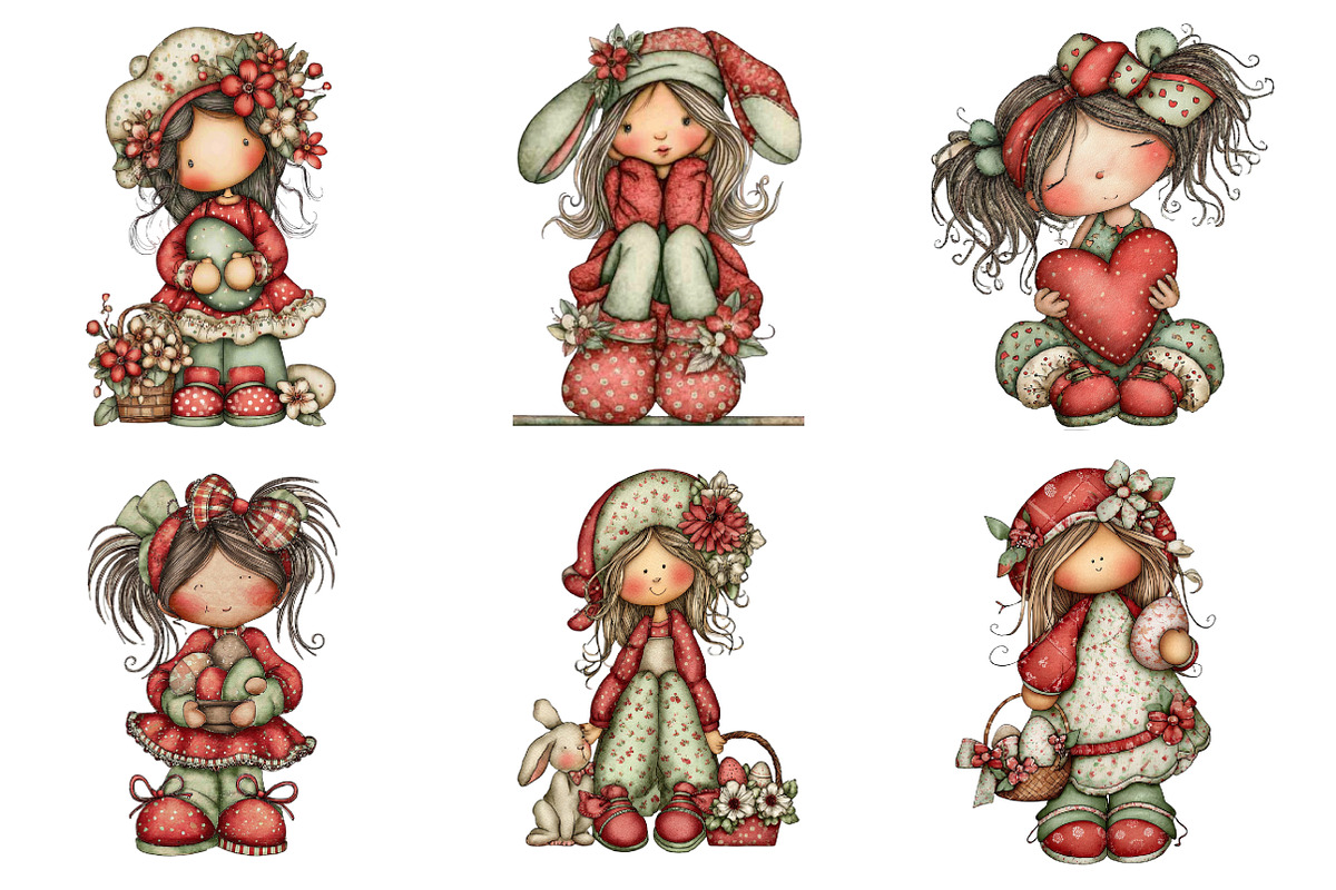 Whimsical Easter Girl Clipart, an Illustration by designcity5 (Photo 5 of 5)