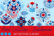 FLORAL SCANDINAVIAN VECTOR CLIPART, a Decorative Illustration by Une Affaire de Filles (Thumbnail 1 of 5)