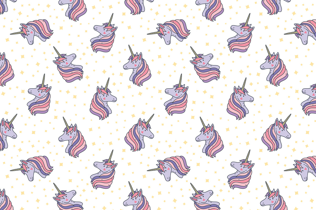 Cute unicorn heads seamless pattern, an Animal Illustration by Good Studio (Photo 3 of 4)