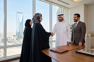 Saudi Businessman Working on Office