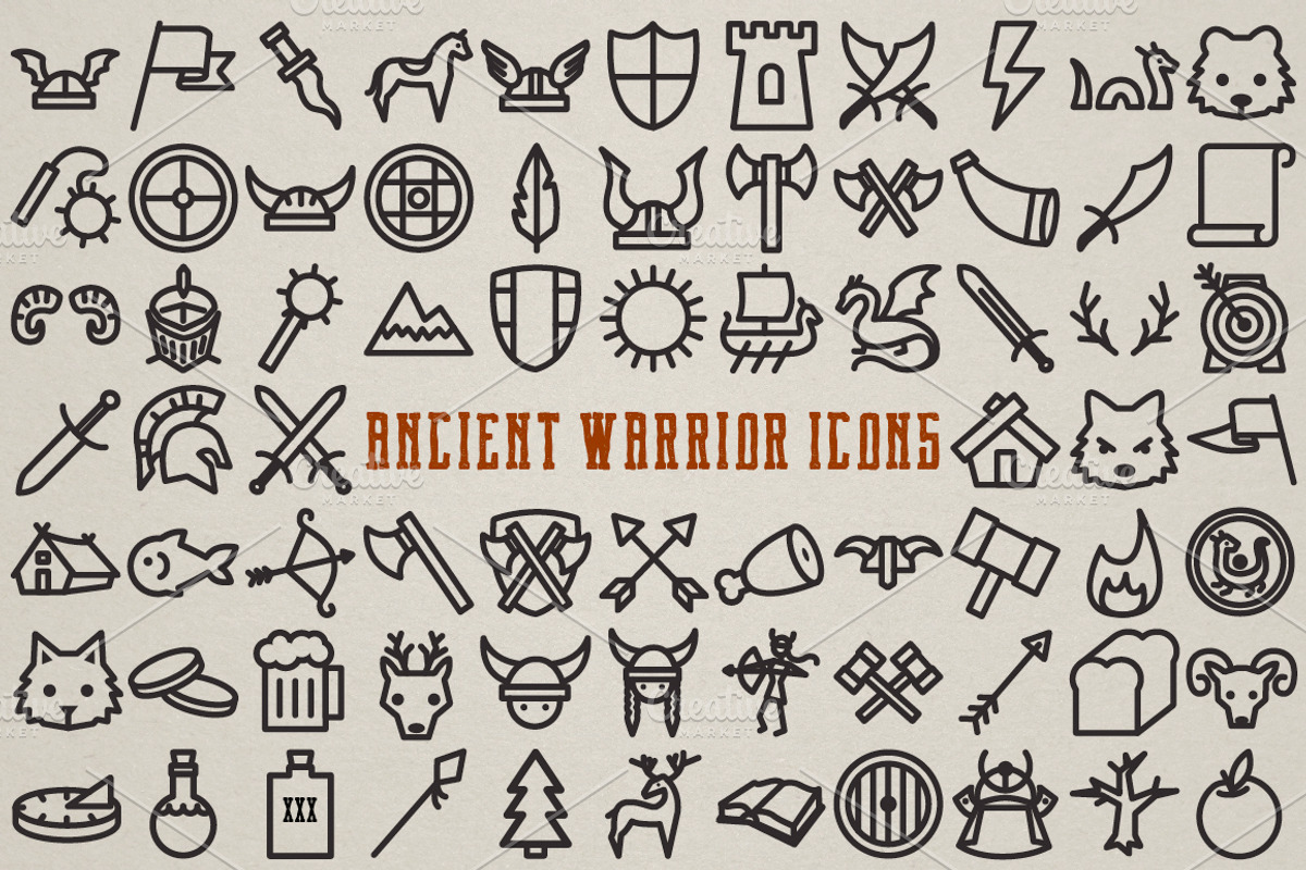 Ancient Warrior Icon Pack - 72 Icons, an Icon by Lemonade Pixel (Photo 1 of 4)