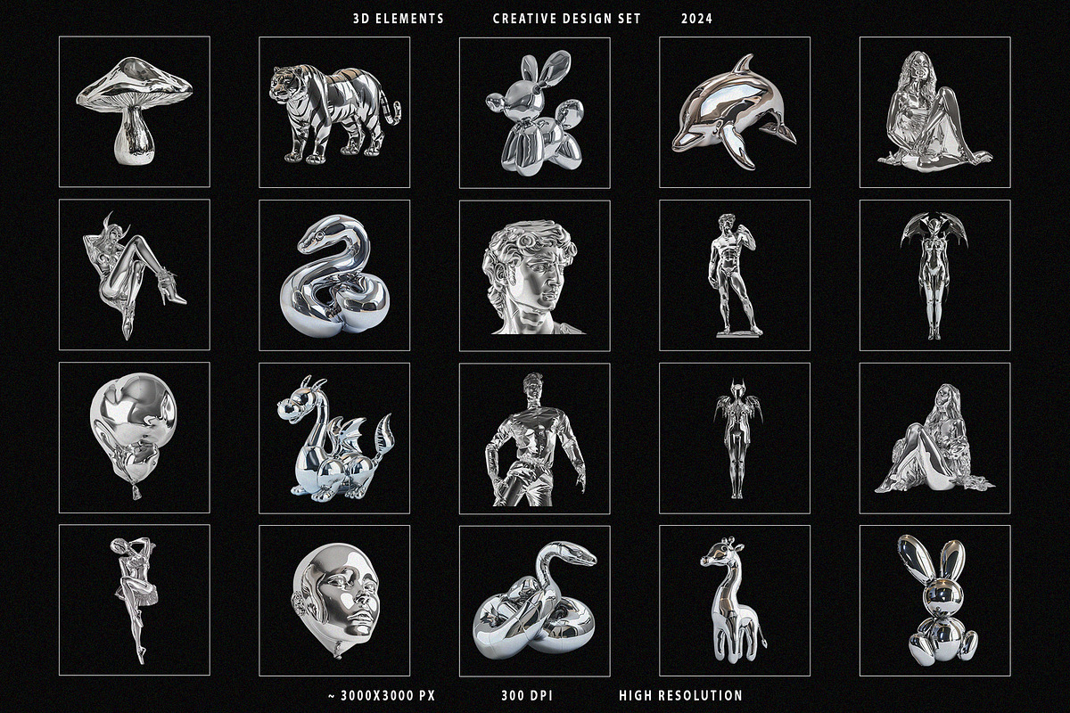 CHROME Design Set 131 Objects, an Object Graphic by Kaleriia (Photo 6 of 12)